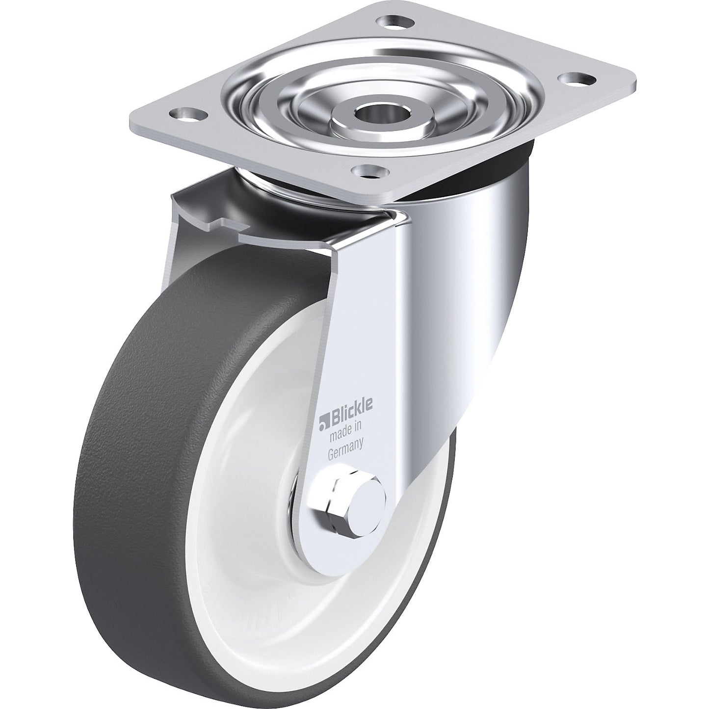 L-POTH sheet steel swivel castor, wheel Ø 150 mm, max. load 400 kg, swivel castor.