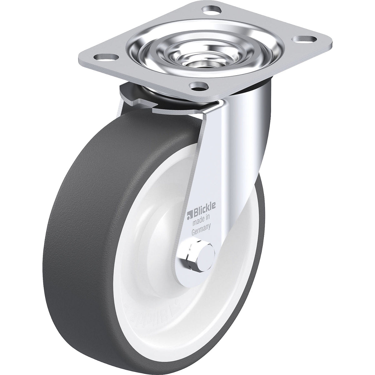 L-POTH sheet steel swivel castor, wheel Ø 125 mm, max. load 250 kg, swivel castor.