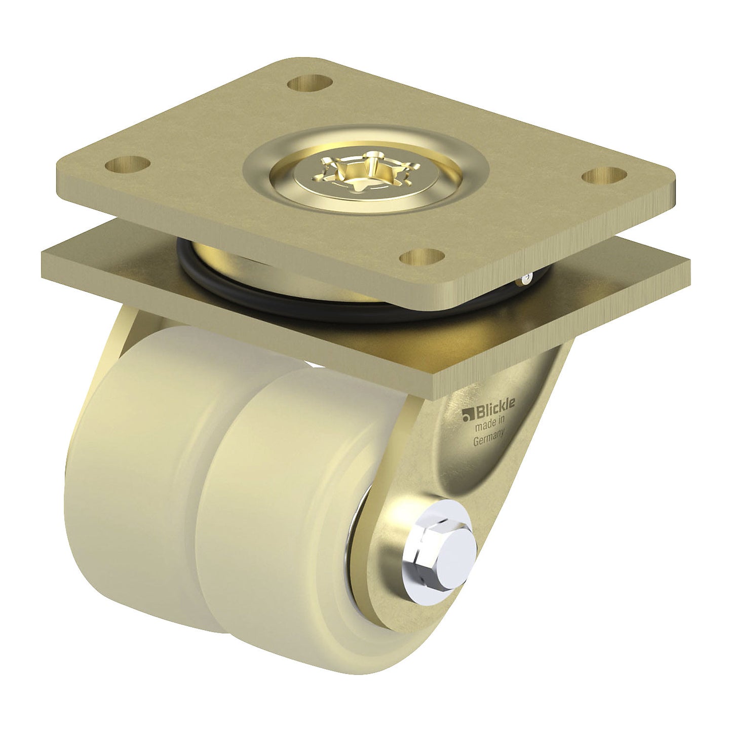 Steel welded heavy duty double swivel castor, wheel Ø x width 80 x 40 mm, max. load 1750 kg.
