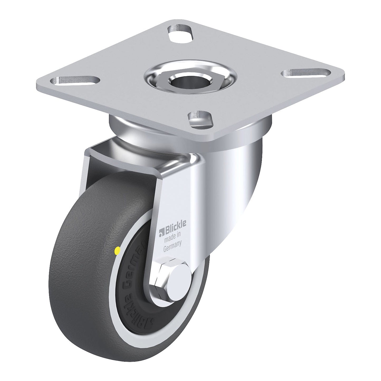 LPA-PATH light duty swivel castor, plate dimensions 60 x 60 mm, wheel Ø 50 mm, max. load 50 kg.