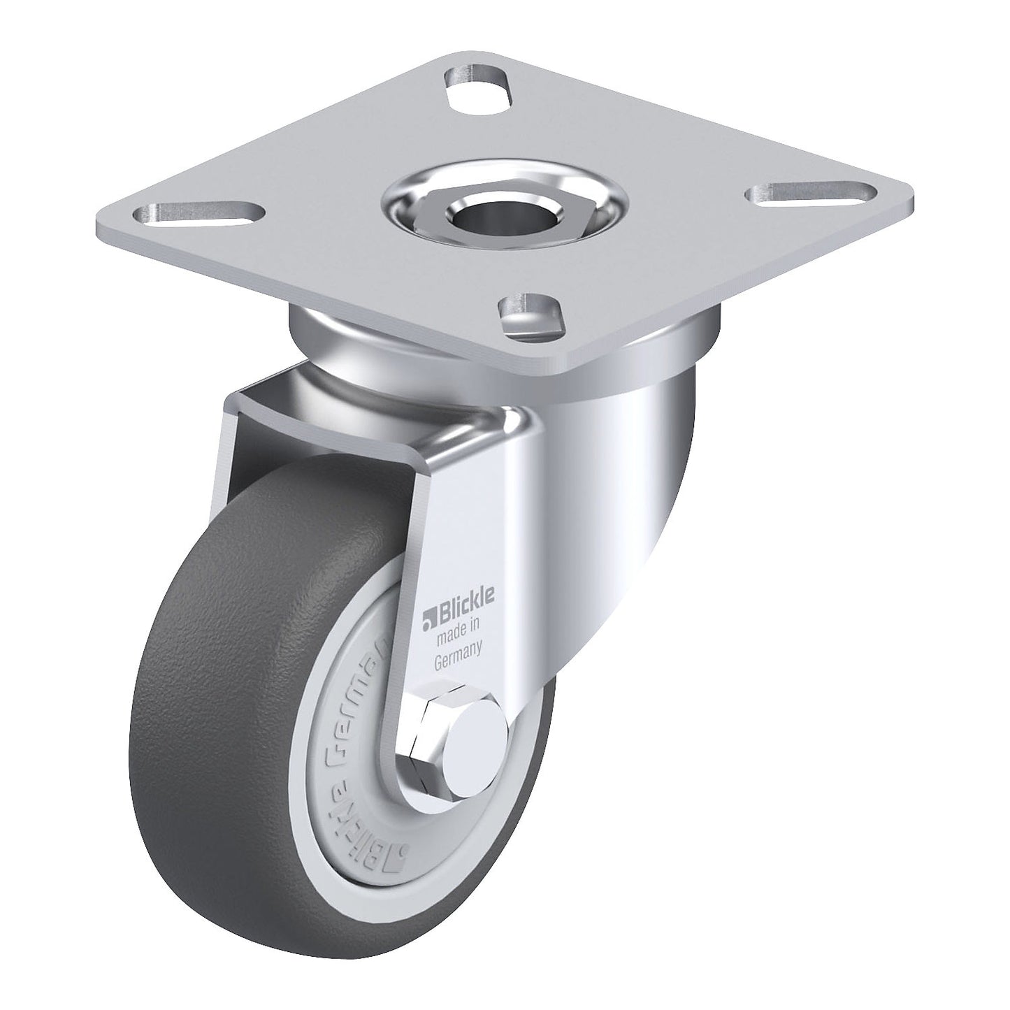 LPA-PATH light duty swivel castor, plate dimensions 60 x 60 mm, wheel Ø 50 mm, max. load 75 kg.