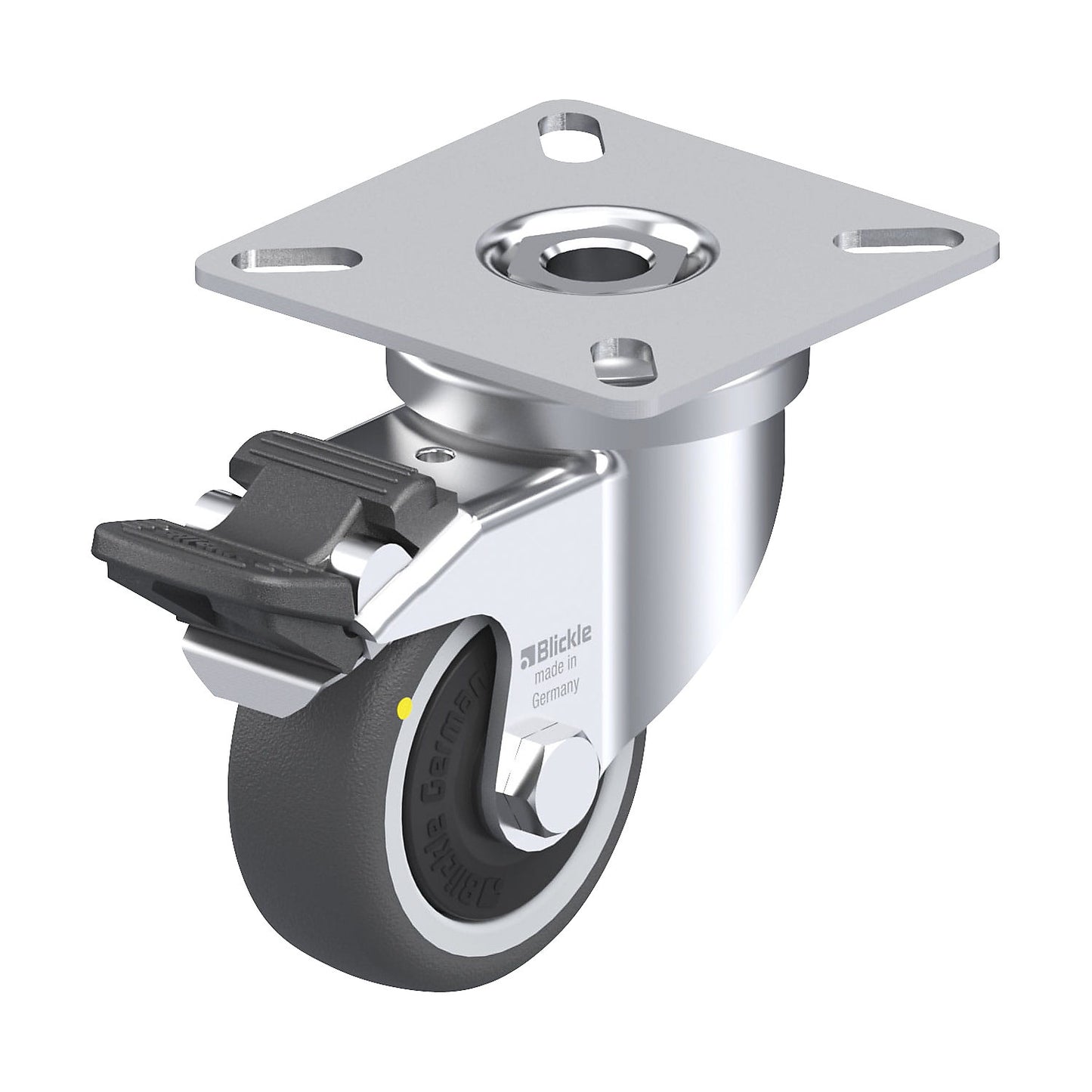 LPA-PATH-FI light duty swivel castor, plate dimensions 60 x 60 mm, wheel Ø 50 mm, max. load 50 kg.