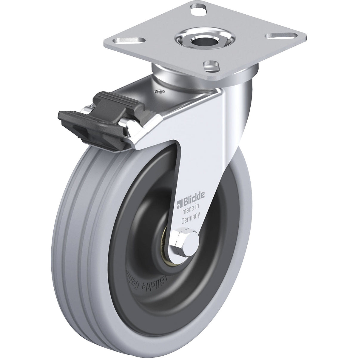 LPA-VPA-FI light duty swivel castor, plate dimensions 60 x 60 mm, wheel Ø 100 mm, max. load 70 kg.