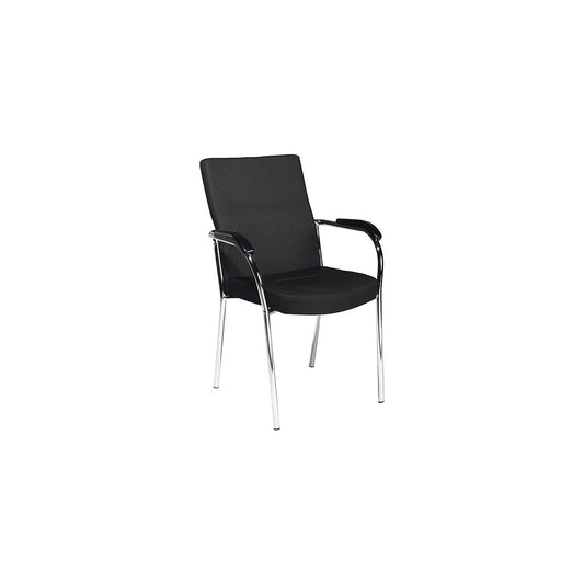 Emmy conference chair, chrome plated frame, black, stackable, pack of 2.