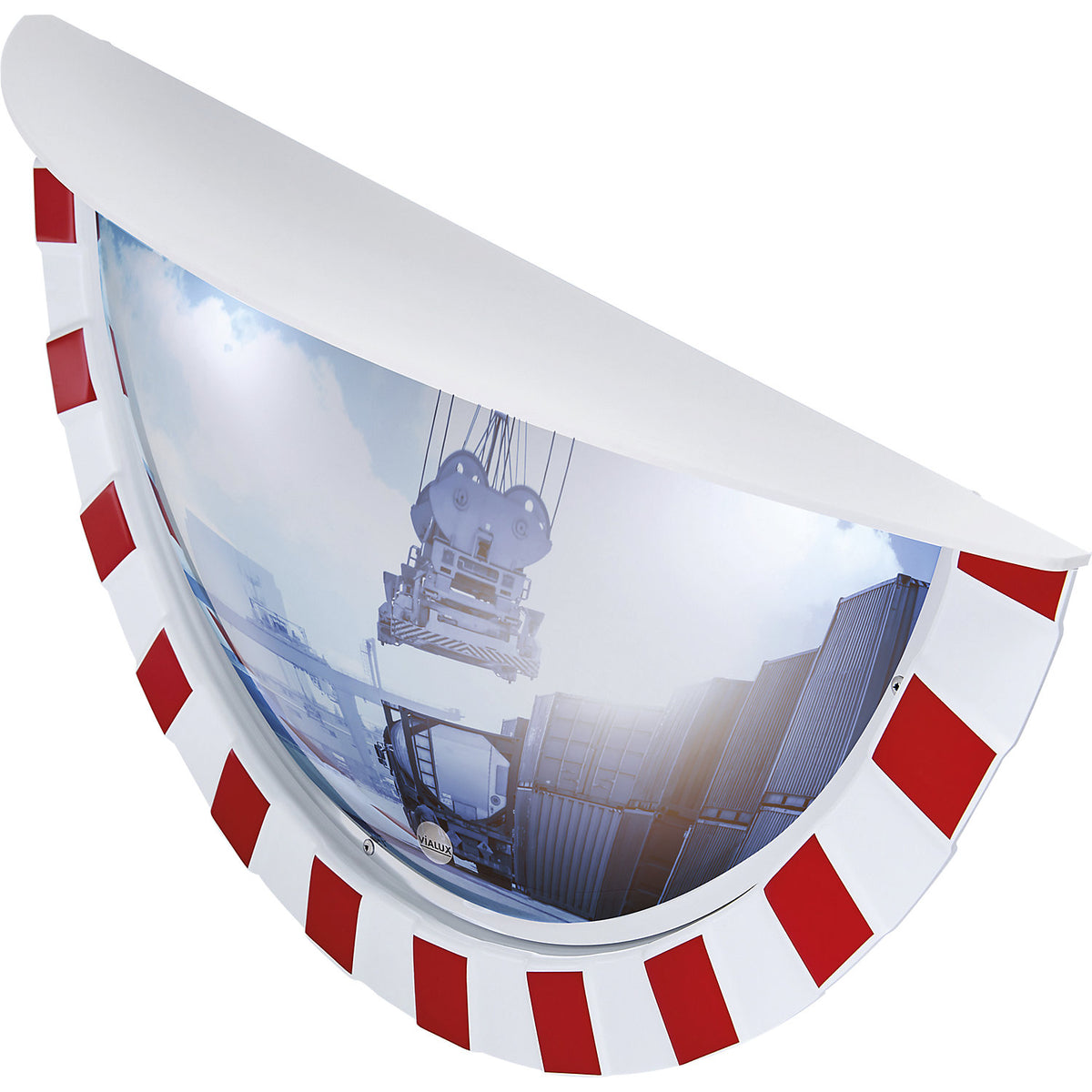 Traffic mirror with UV protection, field of vision up to 180°, HxW 400 x 800 mm.