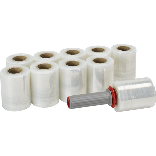 Stretch film in a set, 1 dispenser, 10 rolls of film, 1+ packs.