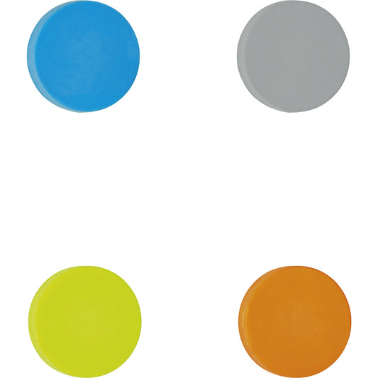 Disc magnet, silicone, pack of 24, holding force 0.8 kg, assorted colours.