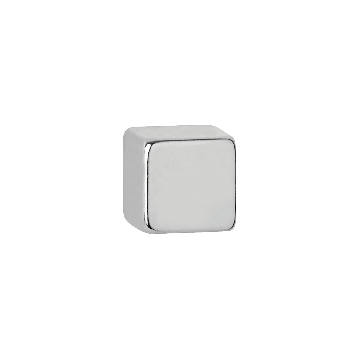 Neodymium cube magnet, height 7 mm, pack of 50, holding force 1.6 kg, light silver.