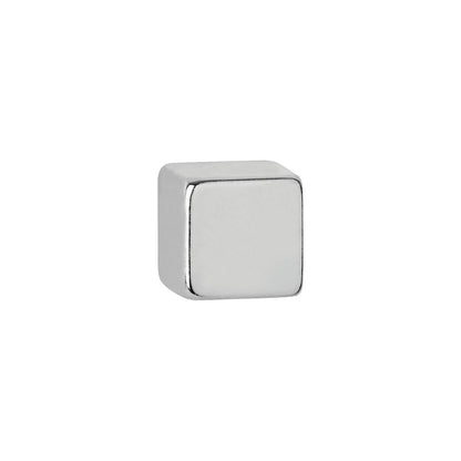 Neodymium cube magnet, height 7 mm, pack of 50, holding force 1.6 kg, light silver.
