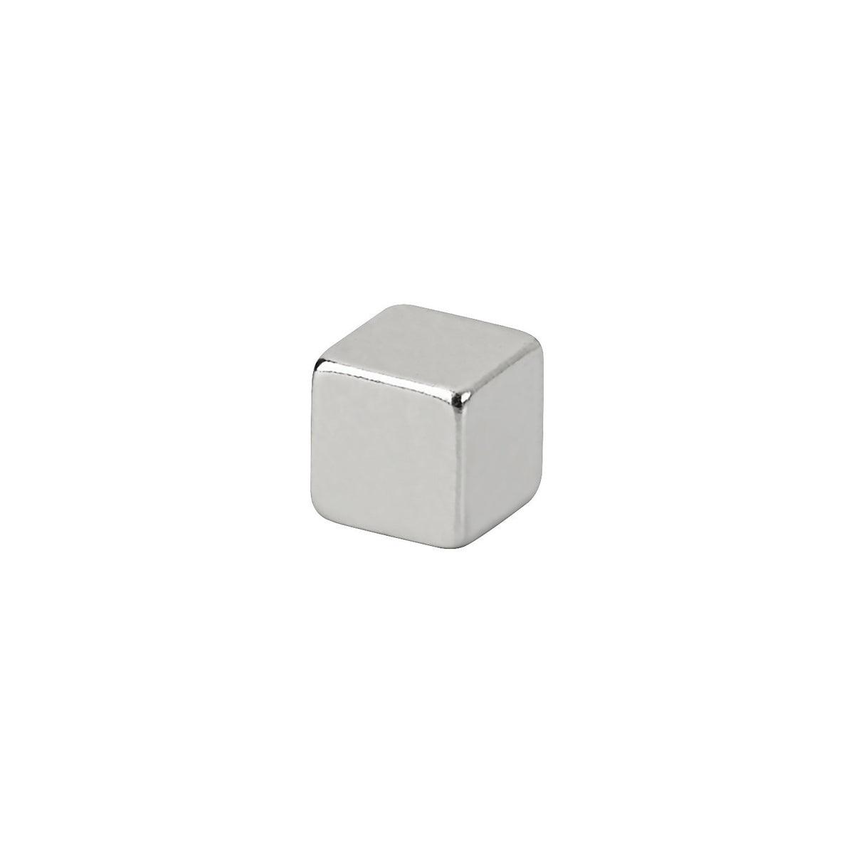 Neodymium cube magnet, height 5 mm, pack of 100, holding force 1.1 kg, light silver.