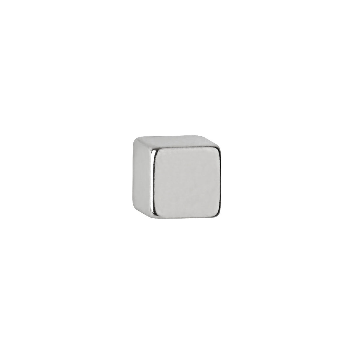 Neodymium cube magnet, height 5 mm, pack of 100, holding force 1.1 kg, light silver.
