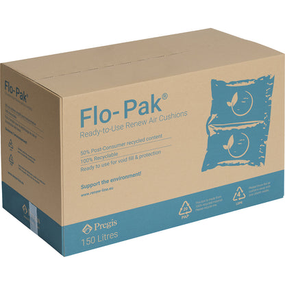 Air cushions in a dispensing box, 300 pouches, film thickness 30 µm, WxL 200 x 130 mm.