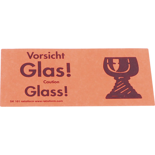 Warning labels, Caution Glass! imprint, pack of 1000, LxW 145 x 70 mm.