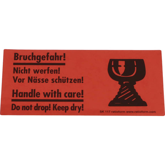 Warning labels, Handle with care! imprint, pack of 1000, LxW 145 x 70 mm.