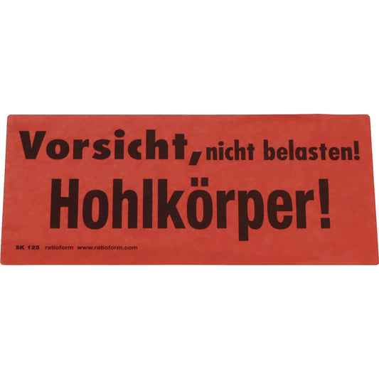 Warning labels, Vorsicht Hohlkörper imprint, pack of 1000, LxW 145 x 70 mm.