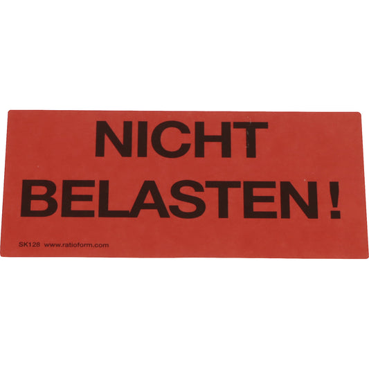 Warning labels, Nicht belasten!! imprint, pack of 1000, LxW 145 x 70 mm.