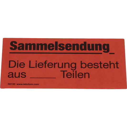 Warning labels, Sammelsendung imprint, pack of 1000, LxW 145 x 70 mm.