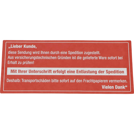 Warning labels, Ware bei Annahme überprüfen imprint, pack of 1000, LxW 145 x 70 mm.