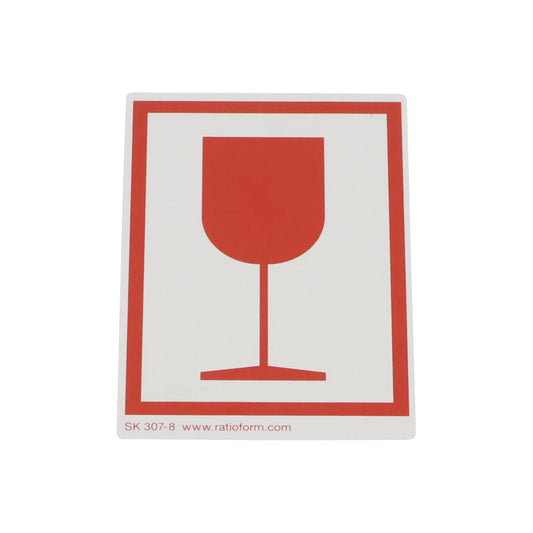 Warning labels, symbol for fragile! handle with care! imprint, pack of 1000, LxW 74 x 105 mm.