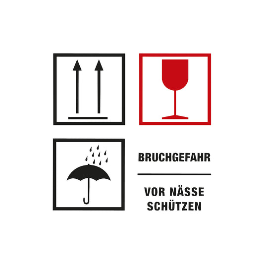 Warning labels, symbol imprint Handle with care!/keep dry!, pack of 1000, LxW 100 x 100 mm.