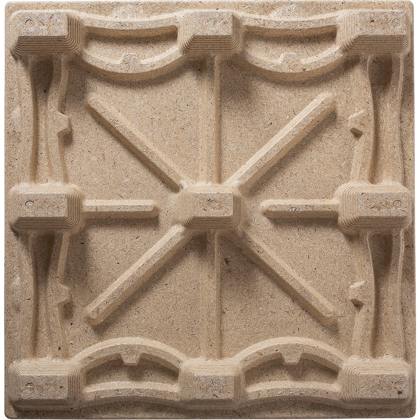 Moulded chipboard pallet, brown, LxW 1140 x 1140 mm, 2700 kg.