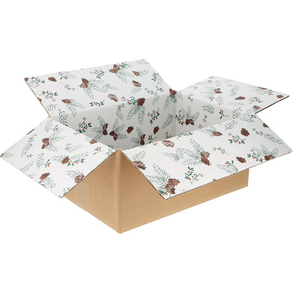 Folding corrugated cardboard box with inside Christmas print, brown, pack of 20, LxWxH 310 x 215 x 140 mm.