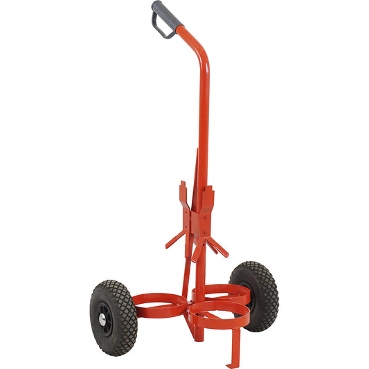 Fire extinguisher trolley, with pneumatic tyres, max. load 50 kg, red.