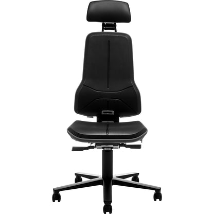 NEON industrial swivel chair, castors, headrest, synchronous mechanism, skintec, flex band grey.