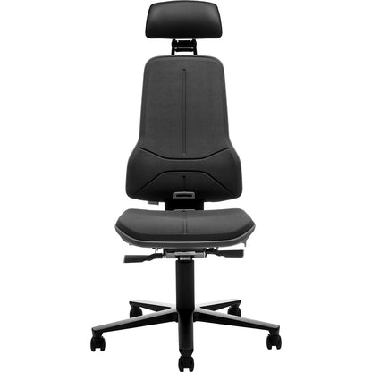 NEON industrial swivel chair, castors, headrest, synchronous mechanism, Supertec®, grey bumper.