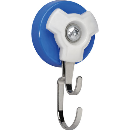 Double carousel hook magnet, Ø 56 mm, pack of 5, adhesive force 18 kg, blue/grey.
