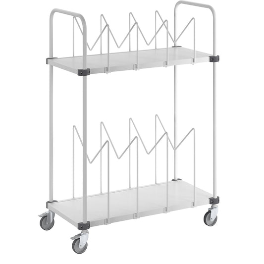 HCT410 cardboard box trolley, with 2 shelves and cardboard box holders, LxWxH 530 x 1090 x 1515 mm.