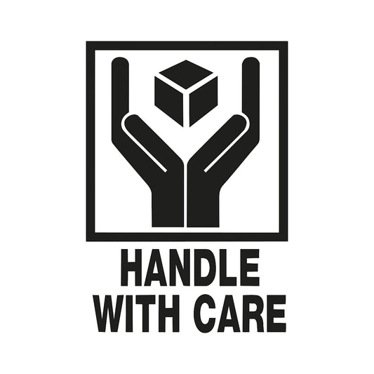 Warning labels, imprint Handle with care, pack of 1000, LxW 75 x 100 mm.