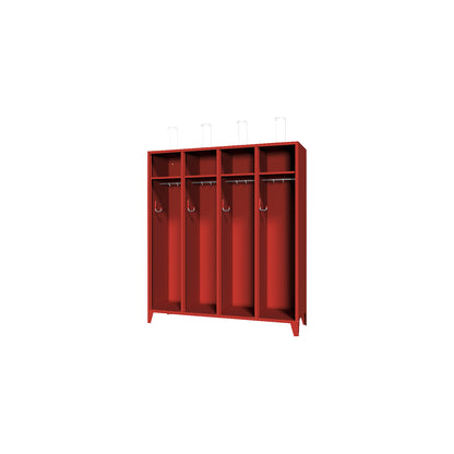 Fire brigade cupboard with feet, without door, 4 compartments, 8 lockers.