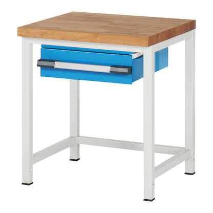 Workbench, Series 8000 frame construction, 1 drawer 150 mm, WxD 750 x 700 mm.