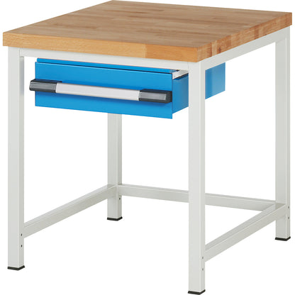 Workbench, Series 8000 frame construction, 1 drawer 150 mm, WxD 750 x 900 mm.