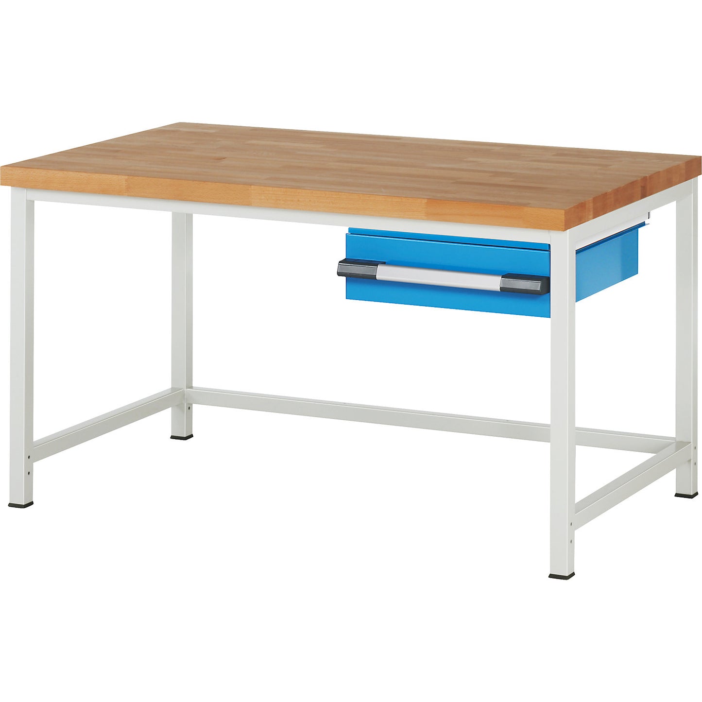 Workbench, Series 8000 frame construction, 1 drawer 150 mm, WxD 1500 x 900 mm.