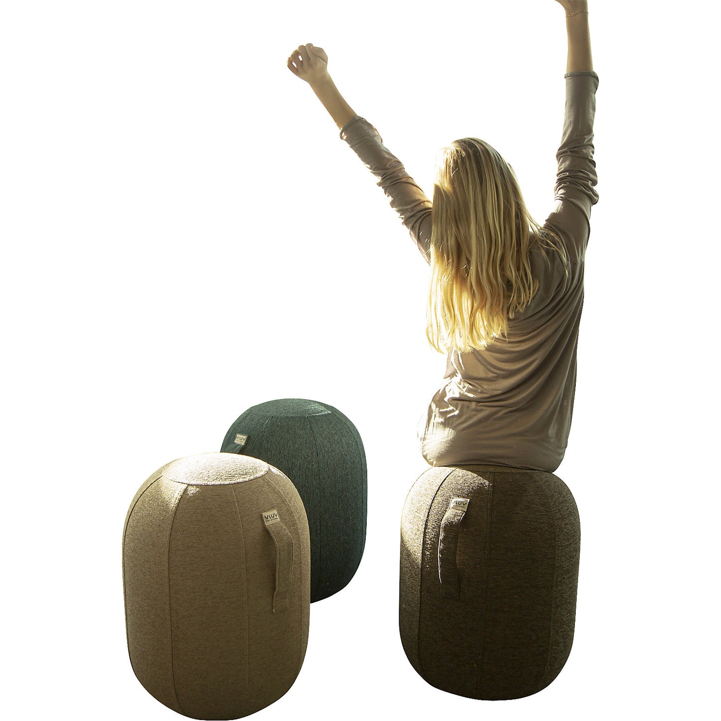 VLUV KAPSUL STOV balance stool M, seat height 480 - 520 mm, polyester, pebble grey.
