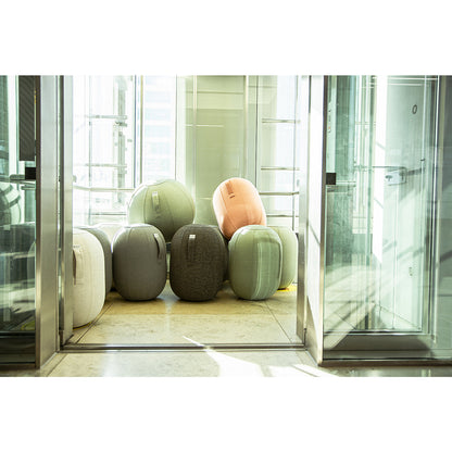 VLUV KAPSUL SOVA balance stool M, seat height 480 - 520 mm, polyester, stone grey.