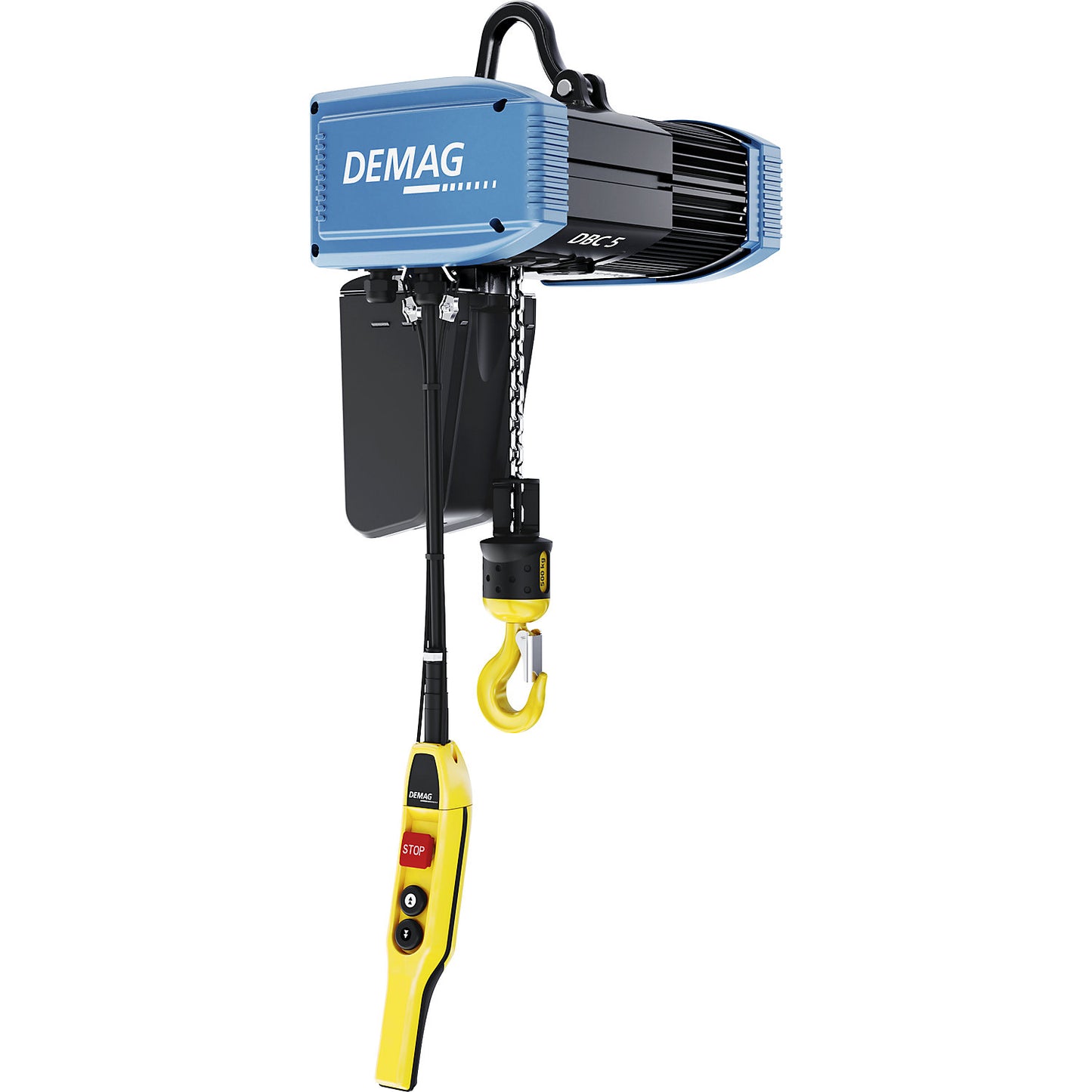 Electric chain hoist, with suspension bracket, max. load 500 kg.