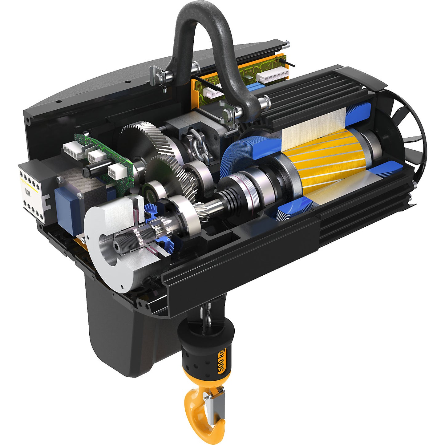 Electric chain hoist, with suspension bracket, max. load 125 kg.