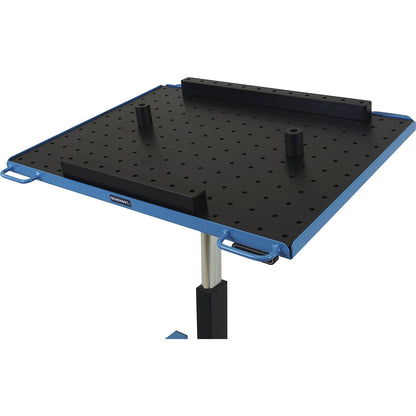 Fixture system set, for electric material stand with tray, perforated panel WxD 800 x 600 mm.