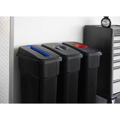 SELECTO recyclable waste collector, set of 3, capacity 3 x 55 l, black.
