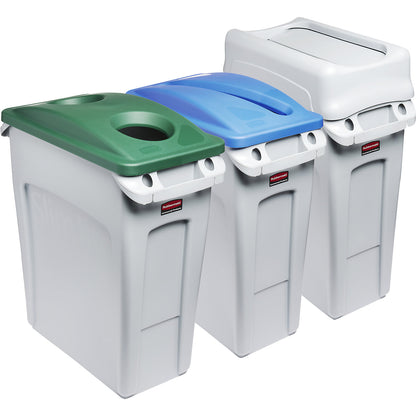 SLIM JIM® recyclable waste collection station, set of 3, capacity 3 x 60 l, can insert/paper insert/swing lid.