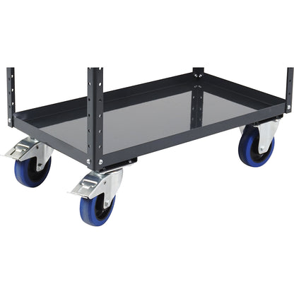 Castor set for CustomLine general purpose trolley, 2 swivel castors with double stops, 2 fixed castors, fully elastic solid rubber Ø 160 mm.