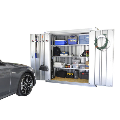 Quick build container, zinc plated, external WxHxD 2100 x 2100 x 1100 mm, 2 hinged doors.