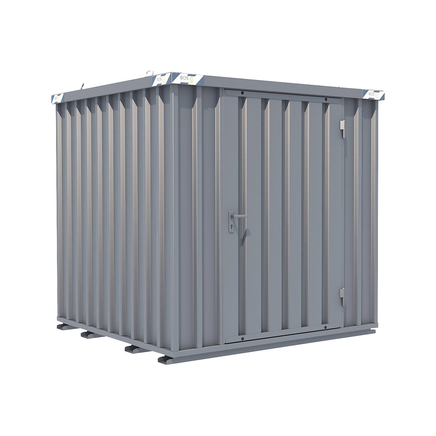 Quick build container, zinc plated, external WxHxD 2100 x 2100 x 2100 mm, 1 hinged door.
