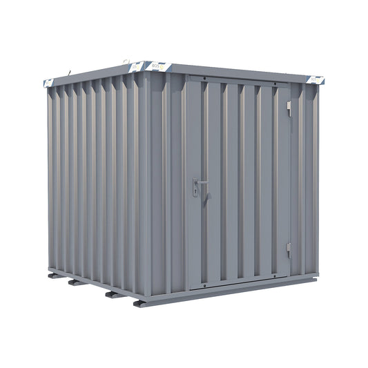 Quick build container, zinc plated, external WxHxD 2100 x 2100 x 2100 mm, 1 hinged door.