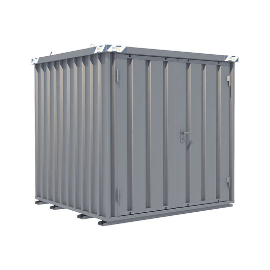 Quick build container, zinc plated, external WxHxD 2100 x 2100 x 2100 mm, 2 hinged doors.