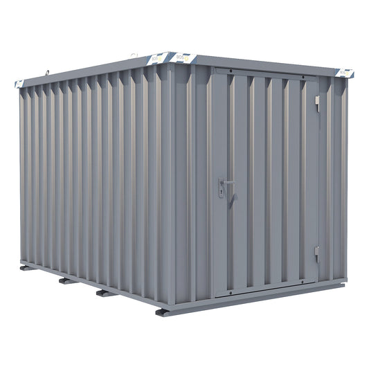 Quick build container, zinc plated, external WxHxD 2100 x 2100 x 3100 mm, 1 hinged door.