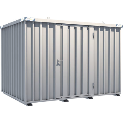 Quick build container, zinc plated, external WxHxD 2100 x 2100 x 3100 mm, 1 hinged door long side.